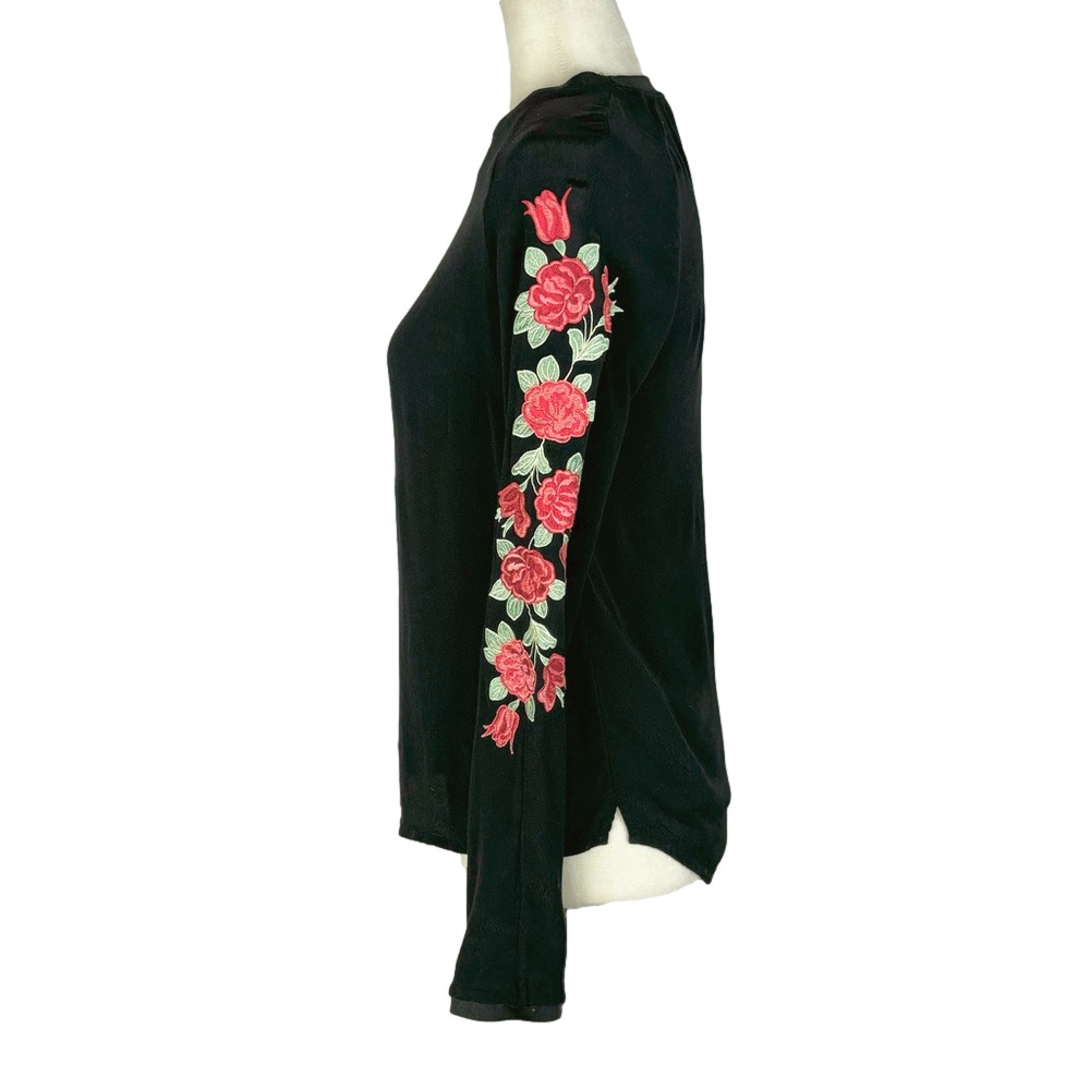 Twik black floral embroidered blouse